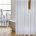 MSV Cortina de ducha Poliéster IGUACU 180x200cm CALIDAD PREMIUM Blanco - Anillas incluidas MSV