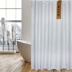 MSV Shower curtain IGUACU Polyester 180x200cm PREMIUM QUALITY White - Rings included