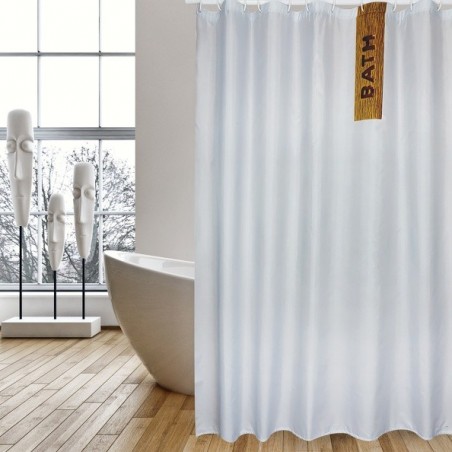 MSV Tenda doccia IGUACU in poliestere 180x200cm QUALITÀ PREMIUM Bianca - Anelli inclusi MSV