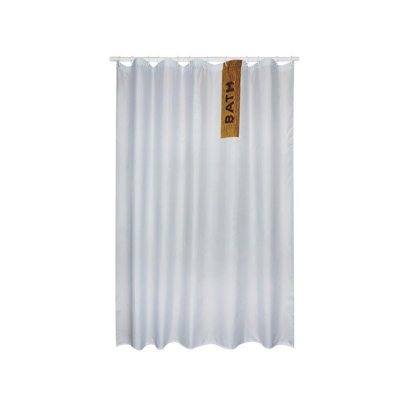 MSV Cortina de ducha Poliéster IGUACU 180x200cm CALIDAD PREMIUM Blanco - Anillas incluidas MSV