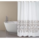 Rideau de douche Polyester IKEBANA 180x200cm QUALITÉ PREMIUM Blanc & Beige - Anneaux inclus MSV MSV
