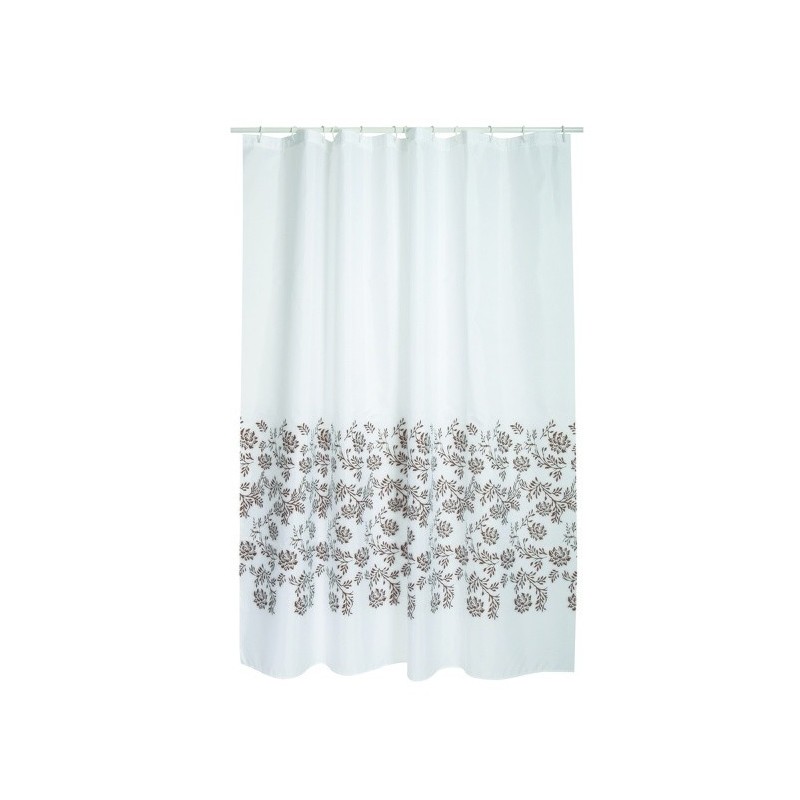 Rideau de douche Polyester IKEBANA 180x200cm QUALITÉ PREMIUM Blanc & Beige - Anneaux inclus MSV MSV