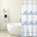 MSV Shower curtain MALTA Polyester 180x200cm PREMIUM QUALITY Blue & White - Rings included MSV