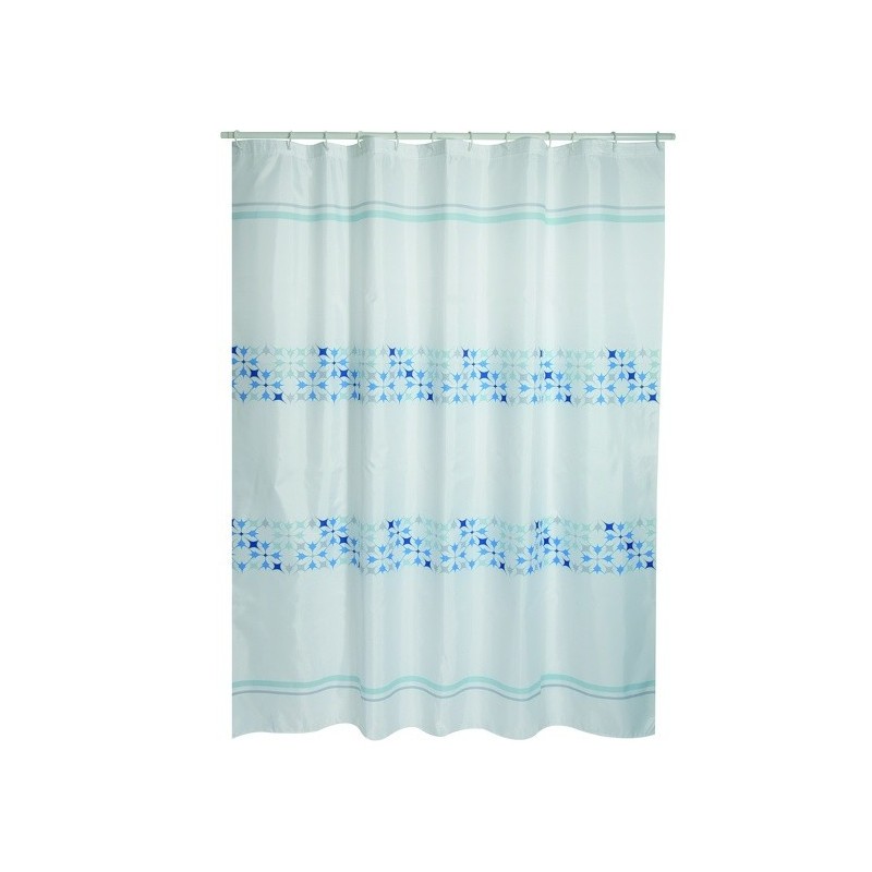 Rideau de douche Polyester MALTA 180x200cm QUALITÉ PREMIUM Bleu & Blanc - Anneaux inclus MSV MSV