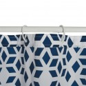 MSV Cortina de ducha Poliéster NADOR 180x200cm CALIDAD PREMIUM Azul y Blanco - Anillas incluidas MSV