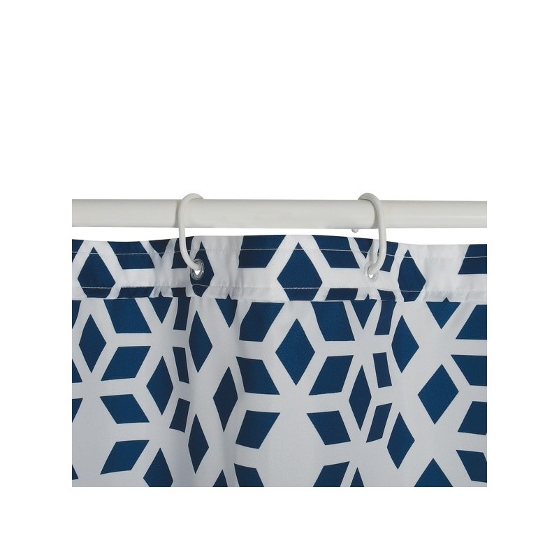 MSV Shower curtain Polyester NADOR 180x200cm PREMIUM QUALITY Blue & White - Rings included MSV