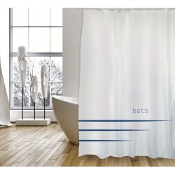 MSV Cortina de ducha Poliéster PACCO 180x200cm CALIDAD PREMIUM Blanco - Anillas incluidas MSV