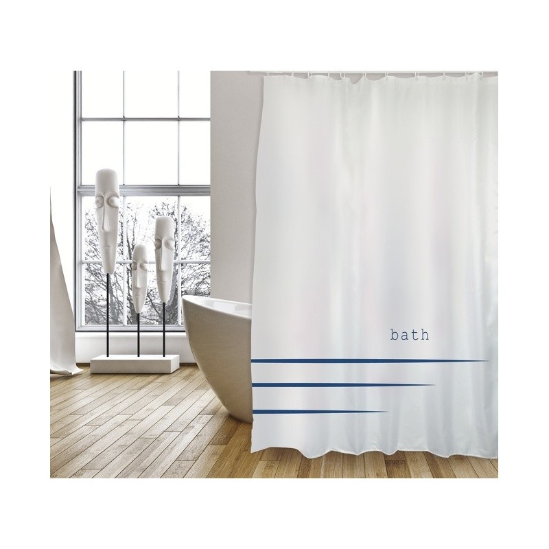 MSV Cortina de ducha Poliéster PACCO 180x200cm CALIDAD PREMIUM Blanco - Anillas incluidas MSV