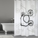 Rideau de douche Polyester ROTOR 180x200cm QUALITÉ PREMIUM Noir & Blanc - Anneaux inclus MSV MSV