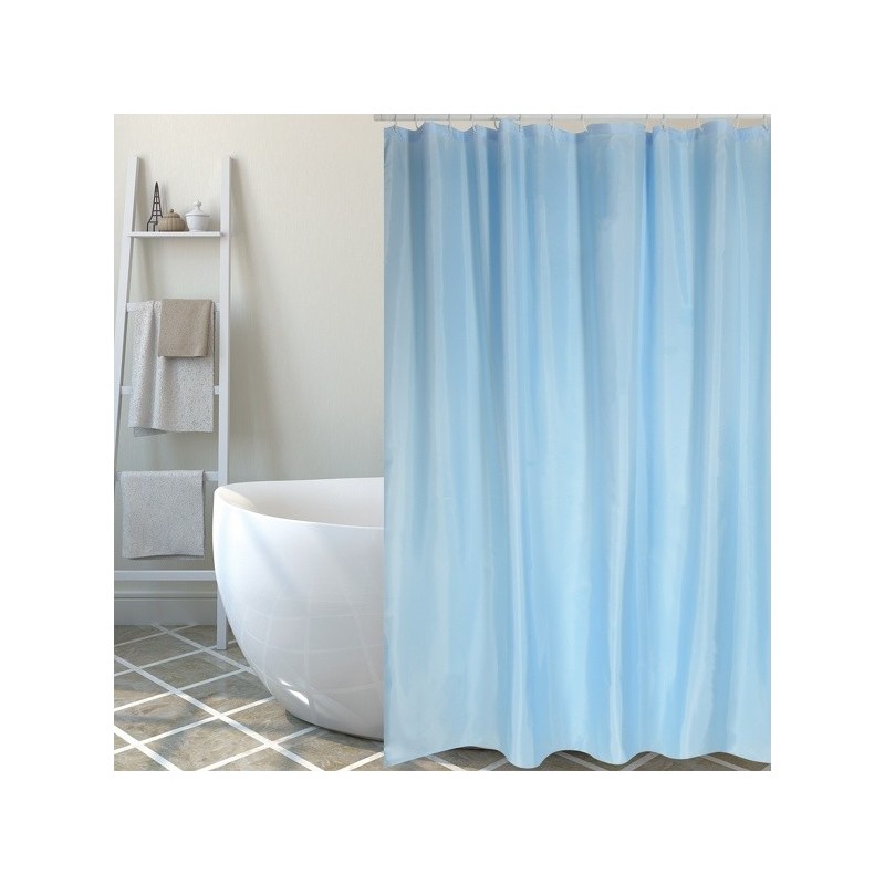 MSV Duschvorhang Polyester SKY 180x200cm PREMIUM QUALITÄT Himmelblau - Ringe inklusive MSV