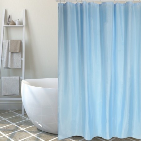 MSV Shower curtain Polyester SKY 180x200cm PREMIUM QUALITY Sky Blue - Rings included MSV