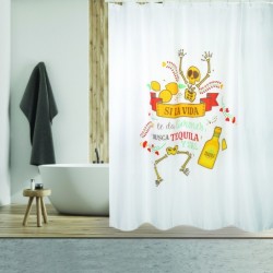 MSV Shower curtain Polyester TEQUILA 180x200cm PREMIUM QUALITY Multicolor - Rings included MSV