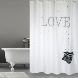 MSV Shower curtain Polyester TYPE WRITER 180x200cm PREMIUM QUALITY Black & White - Rings included