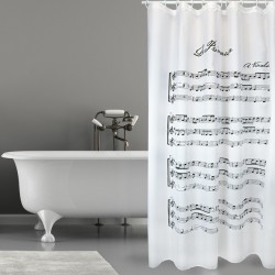 MSV Shower curtain VIVALDI Polyester 180x200cm PREMIUM QUALITY Black & White - Rings included