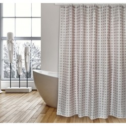 MSV Tenda doccia Poliestere CAMBERRA 180x200cm PREMIUM QUALITY Beige & Bianco - Anelli inclusi MSV