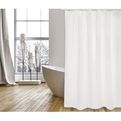 MSV Rideau de douche Polyester PUR 180x200cm QUALITÉ PREMIUM Blanc - Anneaux inclus