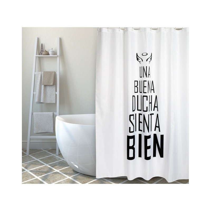 MSV Shower curtain Polyester BUENA DUCHA 180x200cm PREMIUM QUALITY Black & White - Rings included MSV