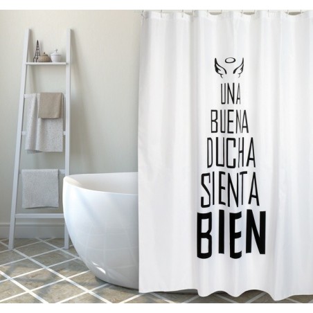 MSV Duschvorhang Polyester BUENA DUCHA 180x200cm PREMIUM QUALITÄT Schwarz & Weiß - Ringe inklusive MSV