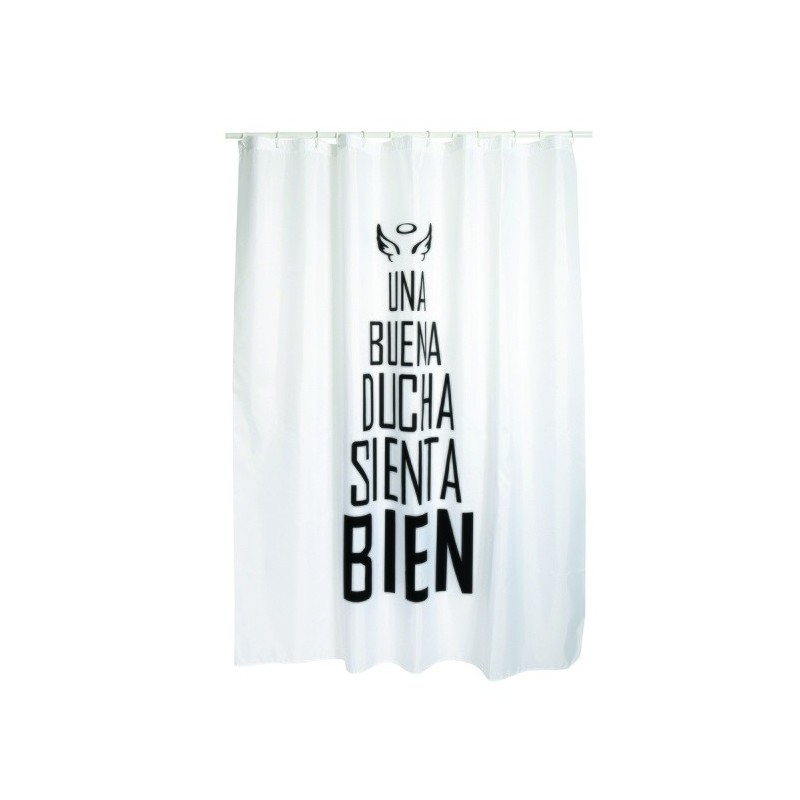 MSV Shower curtain Polyester BUENA DUCHA 180x200cm PREMIUM QUALITY Black & White - Rings included MSV