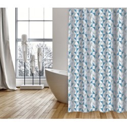 MSV Cortina de ducha Poliéster CALENDO 180x200cm CALIDAD PREMIUM Azul - Anillas incluidas MSV