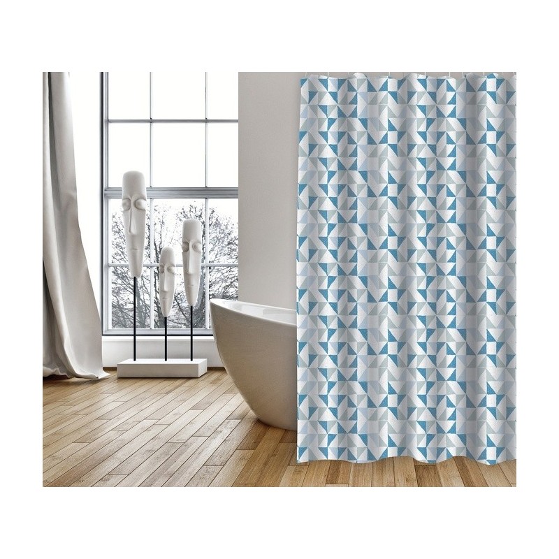 spirella Rideau de douche Polyester CALENDO 180x200cm QUALITE PREMIUM Bleu - Anneaux inclus MSV