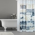 MSV Cortina de ducha Poliéster COMBAT 180x200cm CALIDAD PREMIUM Gris - Anillas incluidas MSV