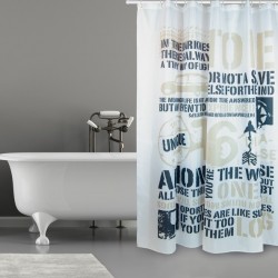 MSV Cortina de ducha Poliéster COMBAT 180x200cm CALIDAD PREMIUM Gris - Anillas incluidas MSV