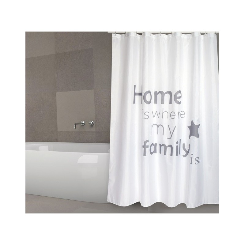 MSV Shower curtain HOME Polyester 180x200cm PREMIUM QUALITY Gray & White - Rings included MSV