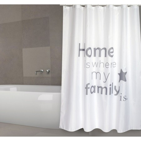 MSV Shower curtain HOME Polyester 180x200cm PREMIUM QUALITY Gray & White - Rings included MSV