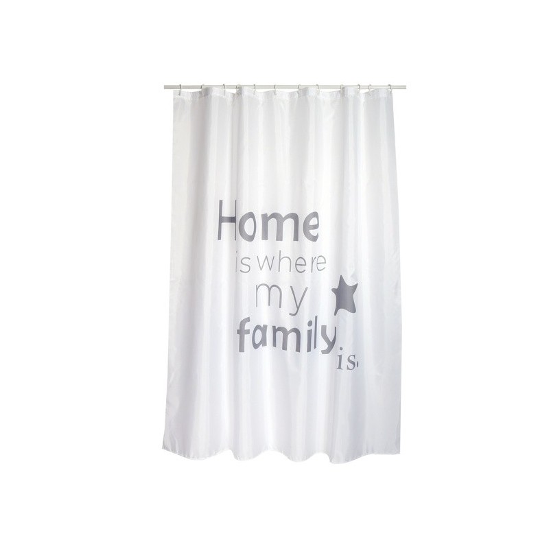 Rideau de douche Polyester HOME 180x200cm QUALITÉ PREMIUM Gris & Blanc - Anneaux inclus MSV MSV