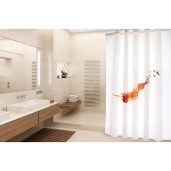 MSV Shower curtain INDIA Polyester 180x200cm PREMIUM QUALITY Orange & White - Rings included