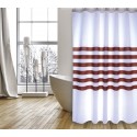 MSV Tenda doccia RAYAS in poliestere 180x200 cm QUALITÀ PREMIUM Bianco e marrone - Anelli inclusi MSV