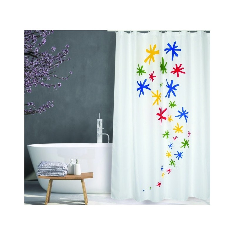 MSV Shower curtain Polyester ORION 180x200cm PREMIUM QUALITY Multicolor - Rings included MSV