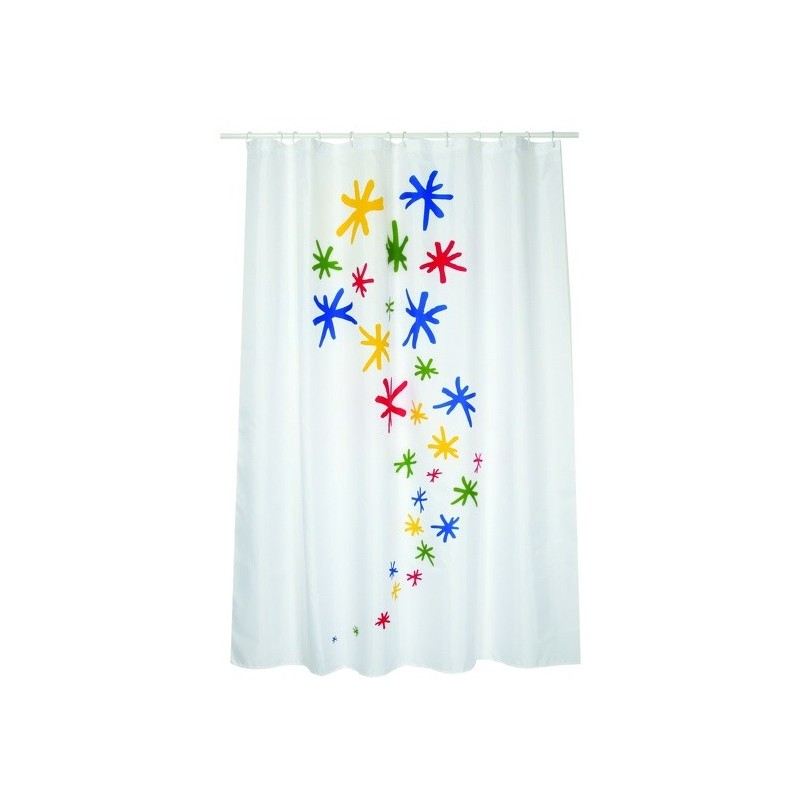 MSV Duschvorhang Polyester ORION 180x200cm PREMIUM QUALITÄT Mehrfarbig - Ringe inklusive MSV