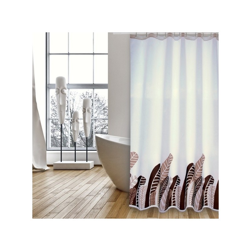 spirella Rideau de douche Polyester PLUMAS VINTAGE 180x200cm QUALITE PREMIUM - Anneaux inclus MSV
