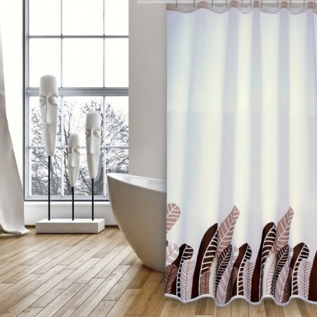 MSV Duschvorhang Polyester PLUMAS VINTAGE 180x200cm PREMIUM QUALITÄT - Inklusive Ringe MSV