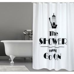 MSV Shower curtain Polyester SHOWER 180x200cm PRMEIUM QUALITY Black & White - Rings included MSV