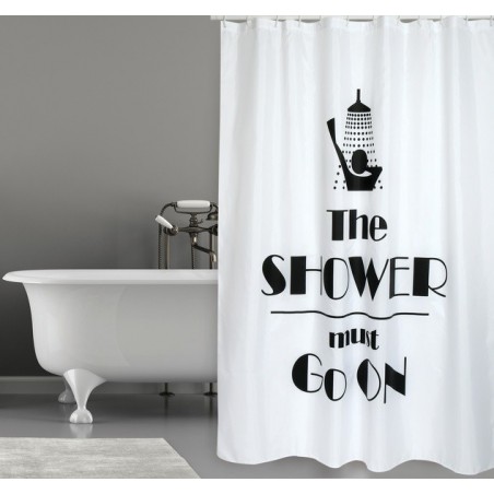MSV Shower curtain Polyester SHOWER 180x200cm PRMEIUM QUALITY Black & White - Rings included MSV
