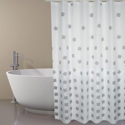 MSV Cortina de ducha Poliéster THIKA 180x200cm CALIDAD PREMIUM Gris - Anillas incluidas MSV
