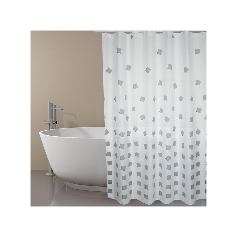 Rideau de douche Polyester THIKA 180x200cm QUALITÉ PREMIUM Gris - Anneaux inclus MSV MSV