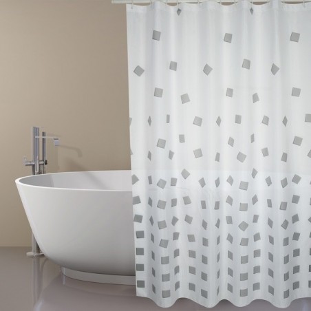 MSV Cortina de ducha Poliéster THIKA 180x200cm CALIDAD PREMIUM Gris - Anillas incluidas MSV