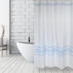 MSV Cortina de ducha Poliéster TORALLA 180x200cm CALIDAD PREMIUM Azul - Anillas incluidas MSV