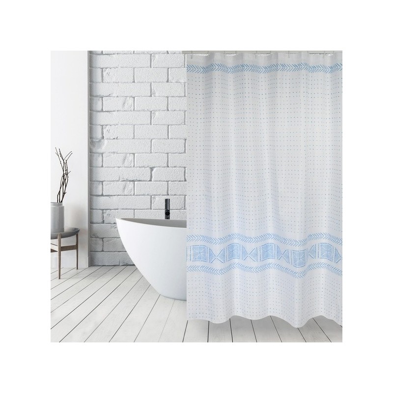 MSV Cortina de ducha Poliéster TORALLA 180x200cm CALIDAD PREMIUM Azul - Anillas incluidas MSV