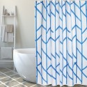 MSV Tenda doccia Poliestere ALBERO 180x200cm QUALITÀ PREMIUM Blu e Bianco - Anelli inclusi MSV