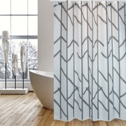 MSV Cortina de ducha Poliéster ÁRBOL 180x200cm CALIDAD PREMIUM Gris - Anillas incluidas MSV
