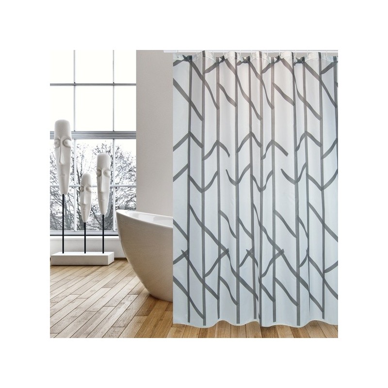 MSV Tenda doccia Poliestere TREE 180x200cm PREMIUM QUALITY Grigio - Anelli inclusi MSV