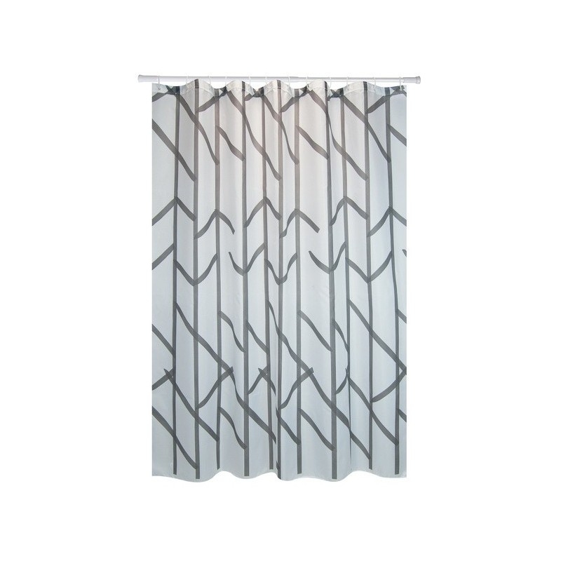 MSV Duschvorhang Polyester BAUM 180x200cm PREMIUM QUALITÄT Grau - Ringe inklusive MSV