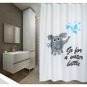 MSV Shower curtain Polyester WATER BATTLE 180x200cm PREMIUM QUALITY Gray & White - Rings included MSV