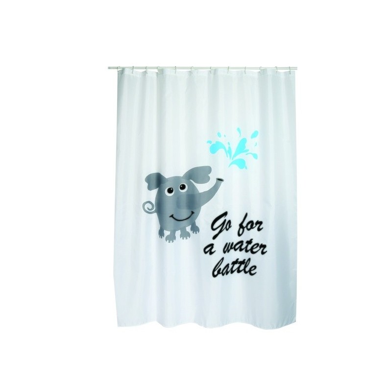 Rideau de douche Polyester WATER BATTLE 180x200cm QUALITÉ PREMIUM Gris & Blanc - Anneaux inclus MSV MSV