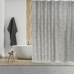 MSV Tenda doccia Poliestere WAVE 180x200cm PREMIUM QUALITY Grigio - Anelli inclusi MSV